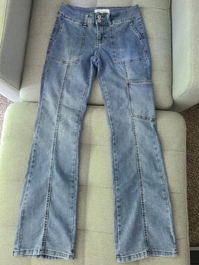 Celebrity Pink Light Blue Denim Jeans with Contrast Stitching